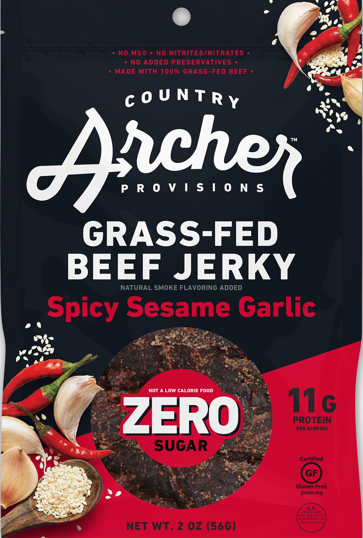 Вяленая говядина травяного откорма с нулевым сахаром - 2 унций Country Archer Jerky Co. цена и фото