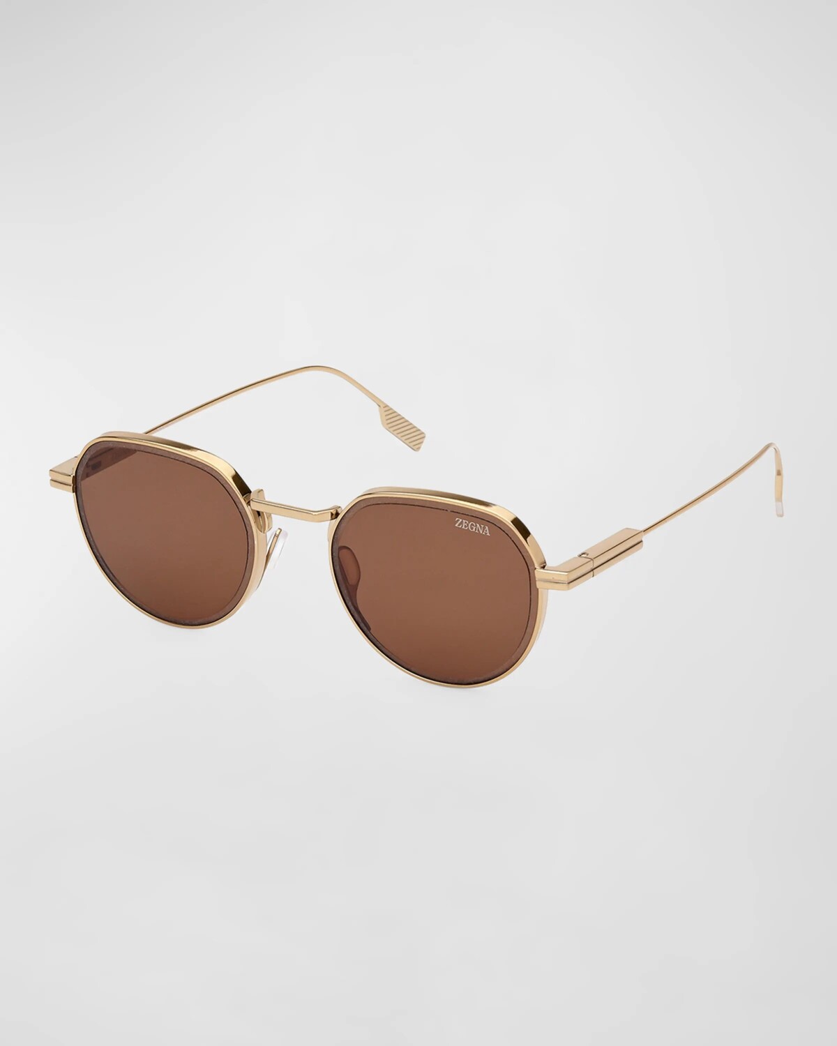 

Мужские металлические круглые солнцезащитные очки ZEGNA, цвет Shiny Light Bronze Roviex