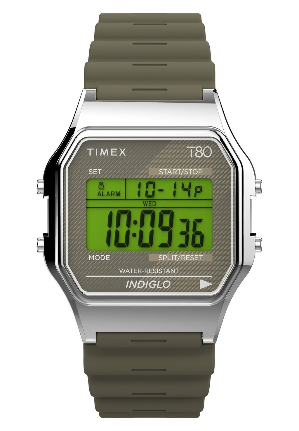 

Цифровые часы TIMEX T80 34MM RESIN STRAP WATCH, цвет green