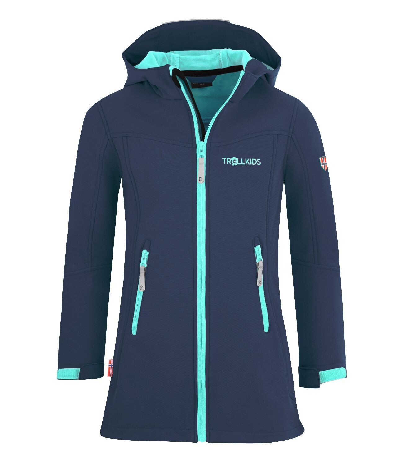 

Куртка софтшелл Trollkids Mädchen wasserabweisender Softshell Mantel Lillesand, цвет Marineblau/Türkis