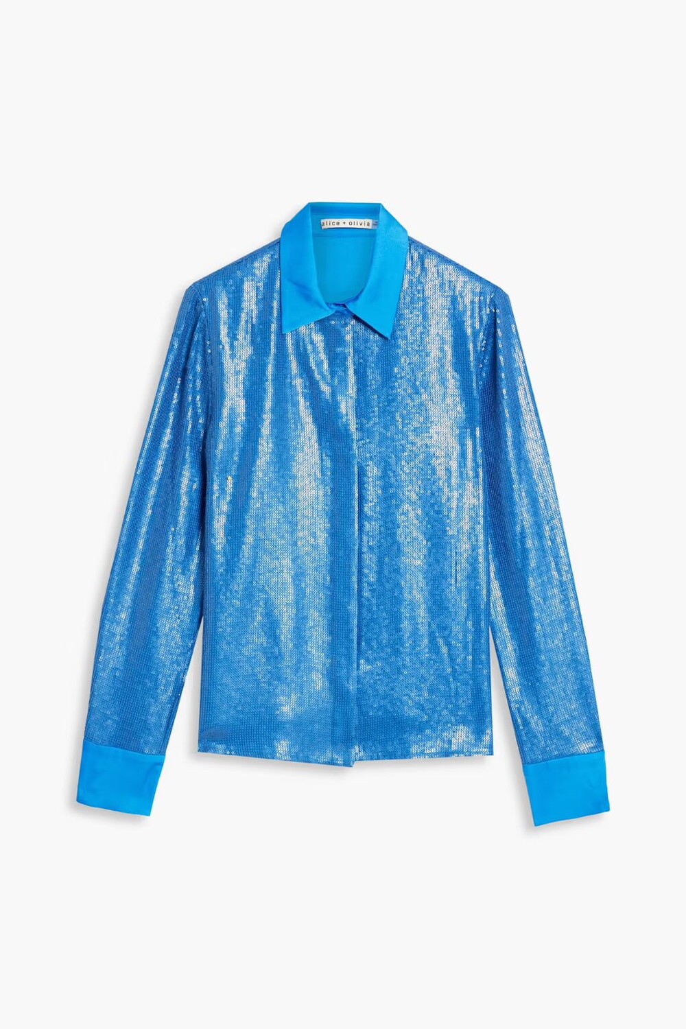 

Рубашка Willa из ткани с атласной отделкой и пайетками Alice + Olivia, синий