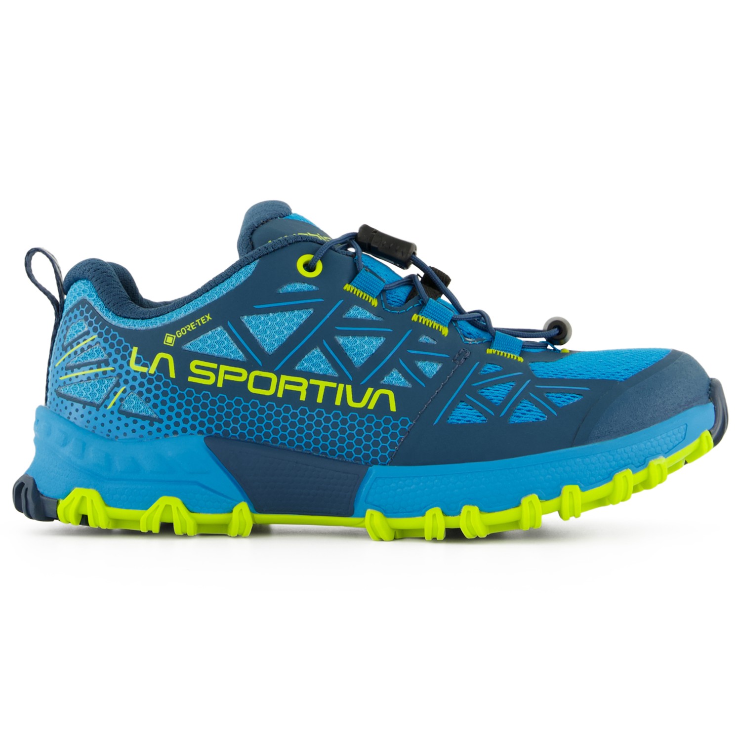 Кроссовки для бега по пересеченной местности La Sportiva Kid's Bushido II GTX, цвет Storm Blue/Lime Punch