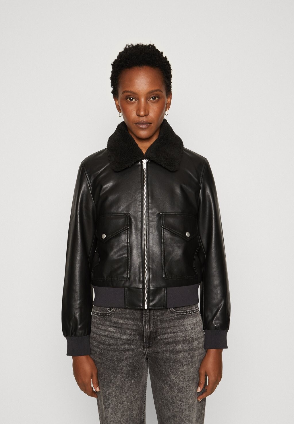 

Куртка из искусственной кожи CROPPED FLIGHT JACKET GAP, черный