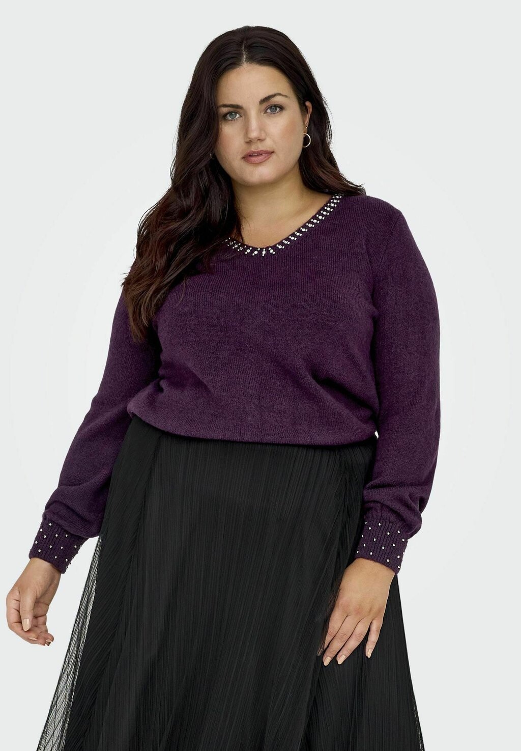 

Свитшот ONLY Carmakoma CURVY V-AUSSCHNITT, цвет italian plum