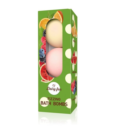 Шипучие бомбочки для ванны Dairy Fun - арбуз, лесные фрукты и апельсин