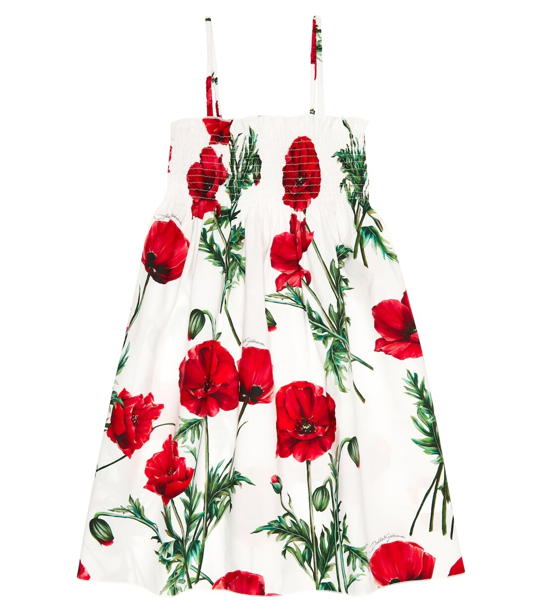 

Платье из хлопкового поплина с цветочным принтом Dolce&Gabbana, белый