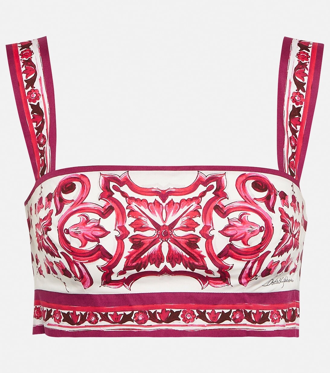 

Укороченный топ из хлопкового поплина Majolica DOLCE&GABBANA, разноцветный