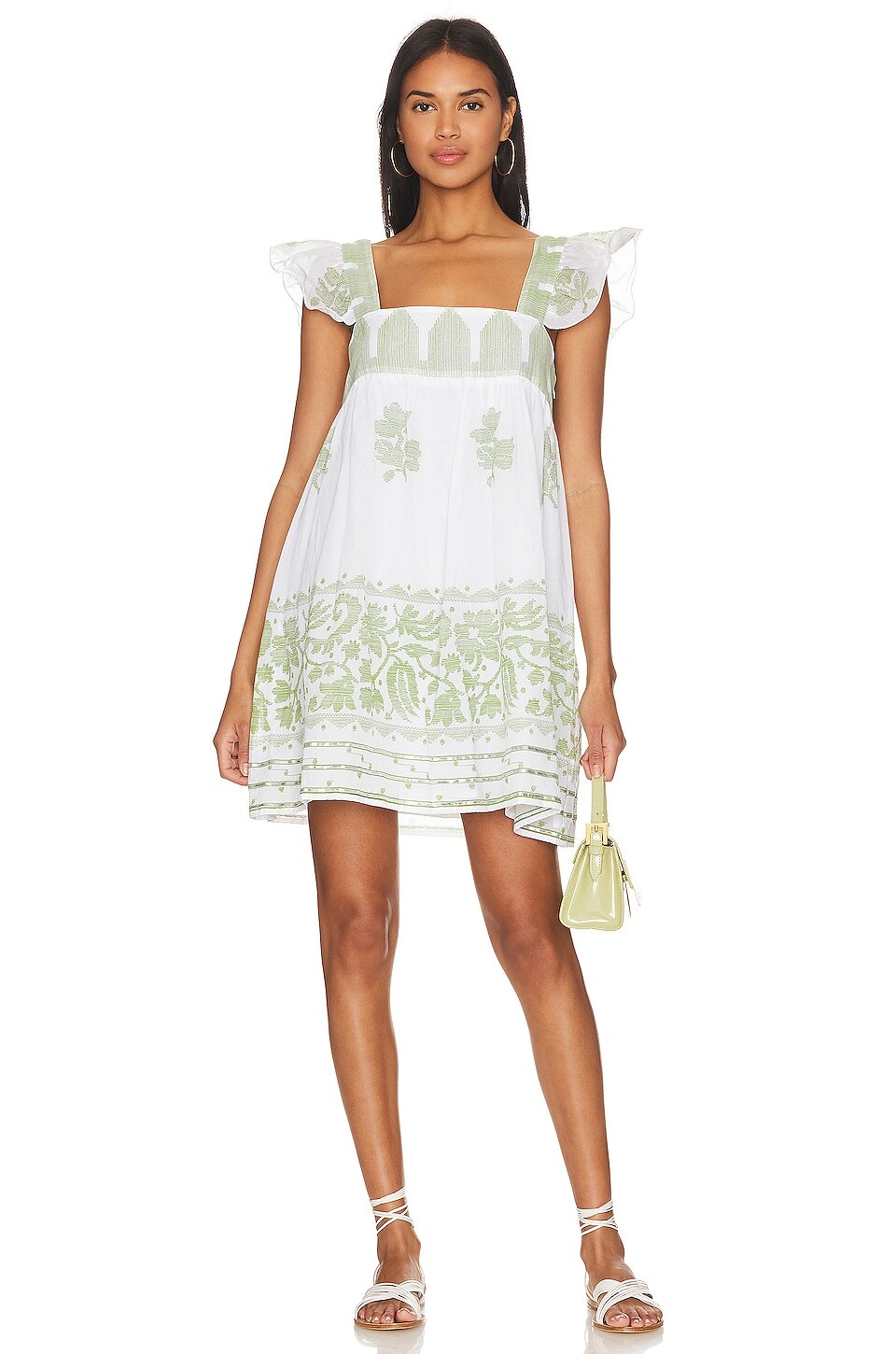 

Платье juliet dunn Baby Doll, цвет White & Olive Green