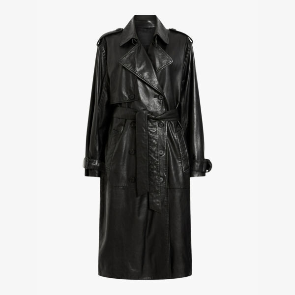 

Длинный кожаный тренчкот Hendry свободного кроя Allsaints, черный