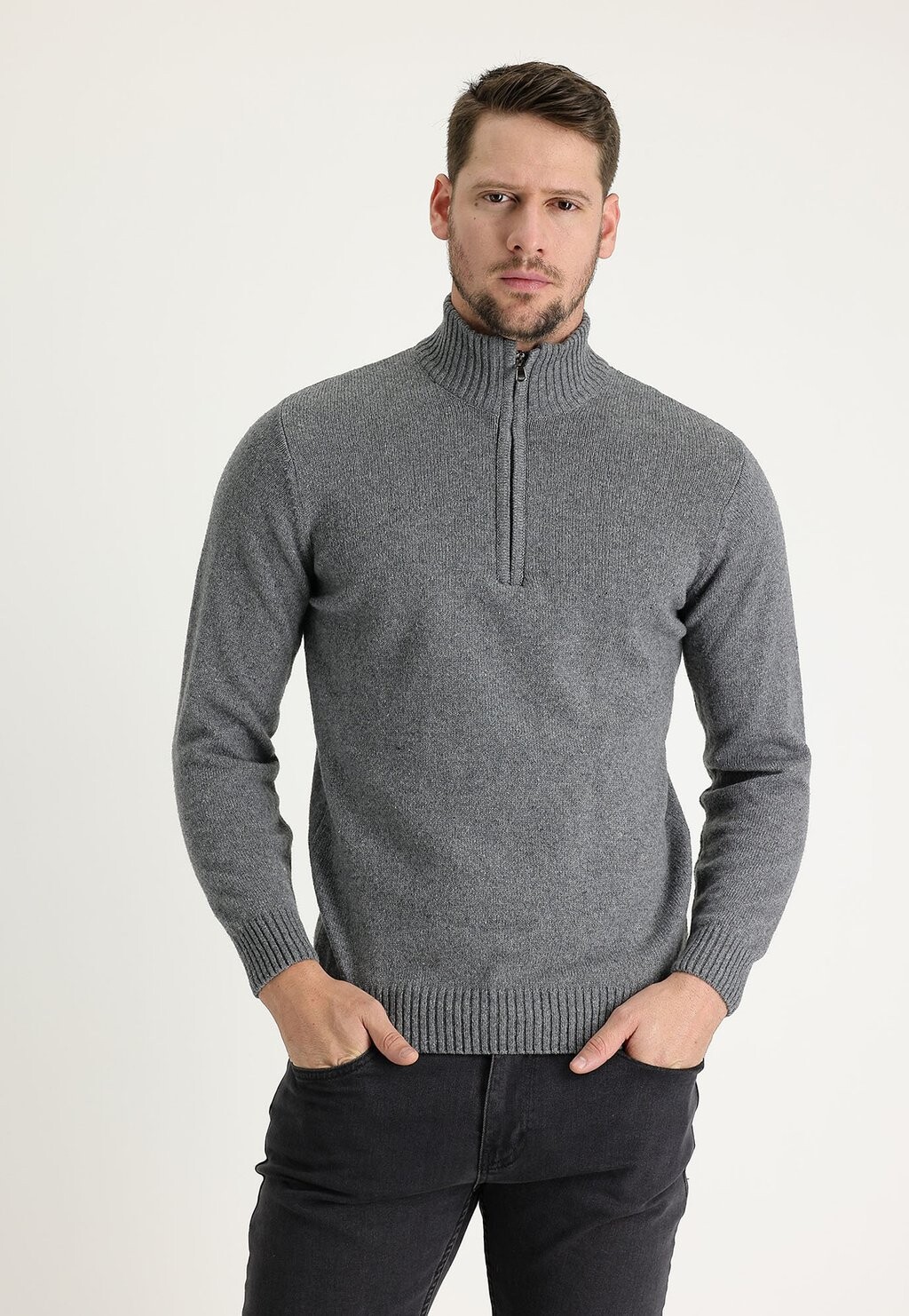 

Вязаный джемпер REISSVERSCHLUSS SLIM FIT Kigili, цвет Dark Smoke