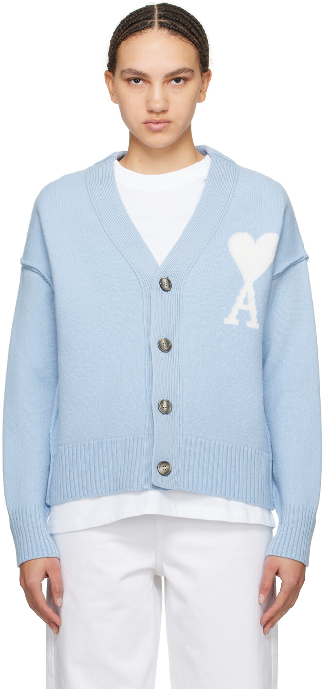 

Синий кардиган Ami de Cœur Ami Paris, цвет Blue/Off-white