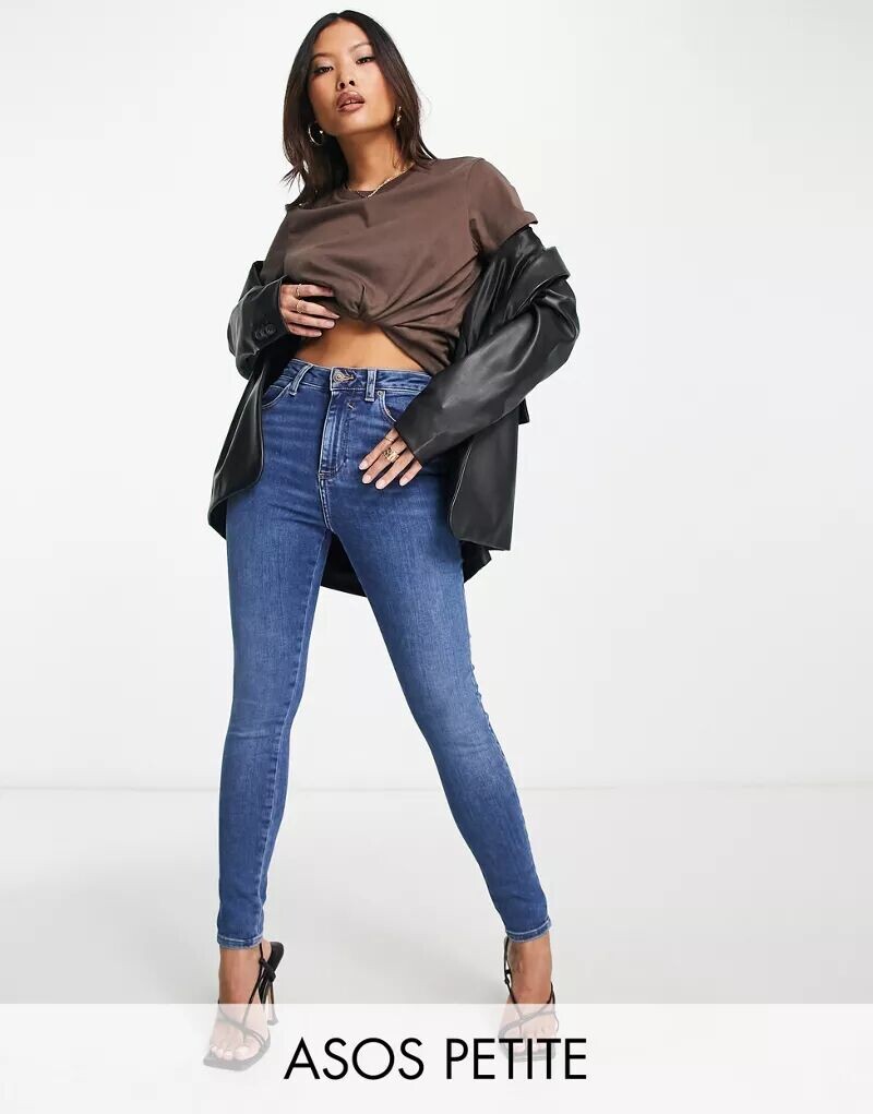 

Темно-синие джинсы скинни пуш-ап ASOS Petite