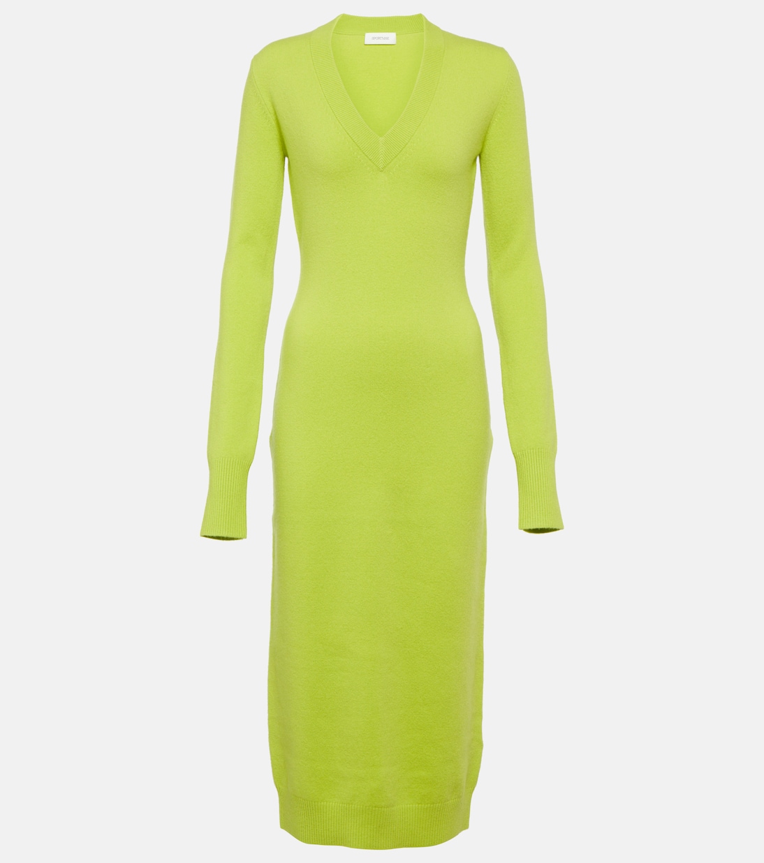Платье миди divo из смесовой кашемира и шерсти Sportmax, зеленый