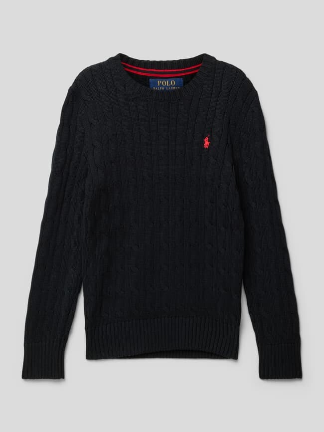 

Вязаный свитер косным узором Polo Ralph Lauren, черный