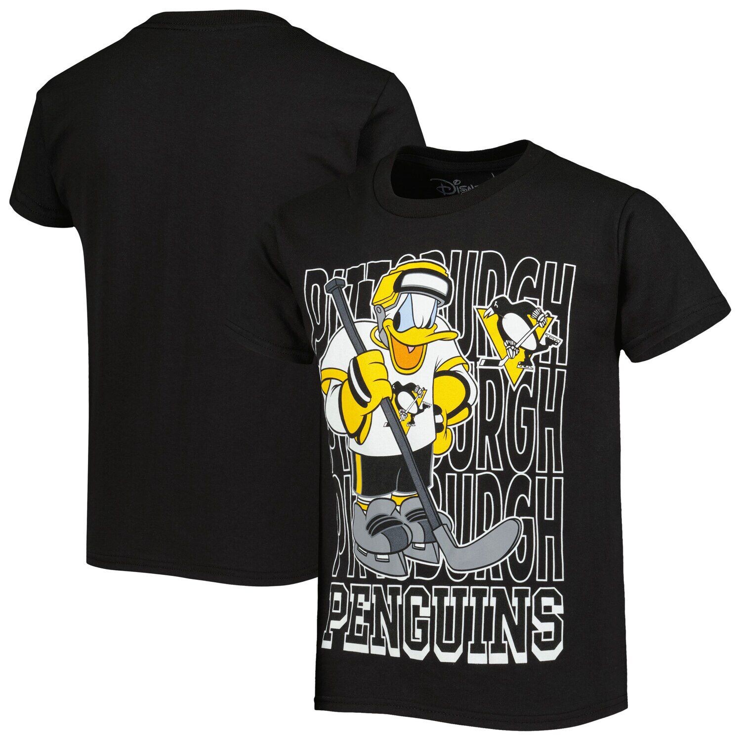 

Молодежная черная футболка Pittsburgh Penguins Disney Donald Duck Three-Peat Outerstuff, Черный