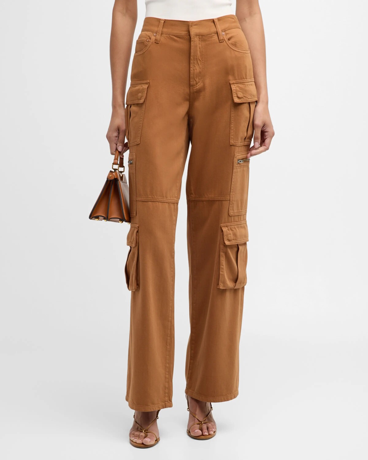 

Джинсовые брюки карго Cay Baggy Alice + Olivia, цвет Camel