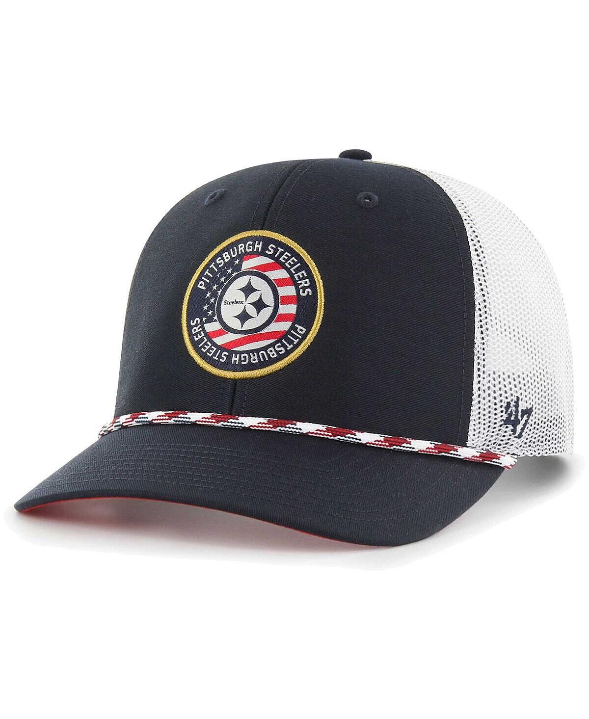 

Мужская темно-синяя, белая регулируемая шляпа Pittsburgh Steelers Union с нашивкой Trucker '47 Brand