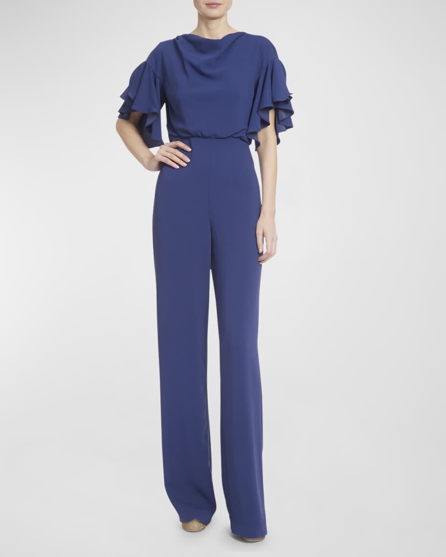 

Комбинезон с воротником-хомутом и рукавами-крылышками Badgley Mischka Collection