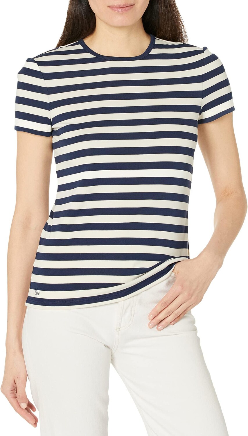 

Полосатая футболка из эластичного хлопка LAUREN Ralph Lauren, цвет French Navy/Mascarpone Cream