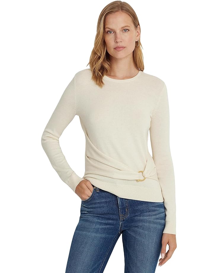 

Свитер LAUREN Ralph Lauren Twist-Front Cotton-Blend Sweater, кремовый, Бежевый