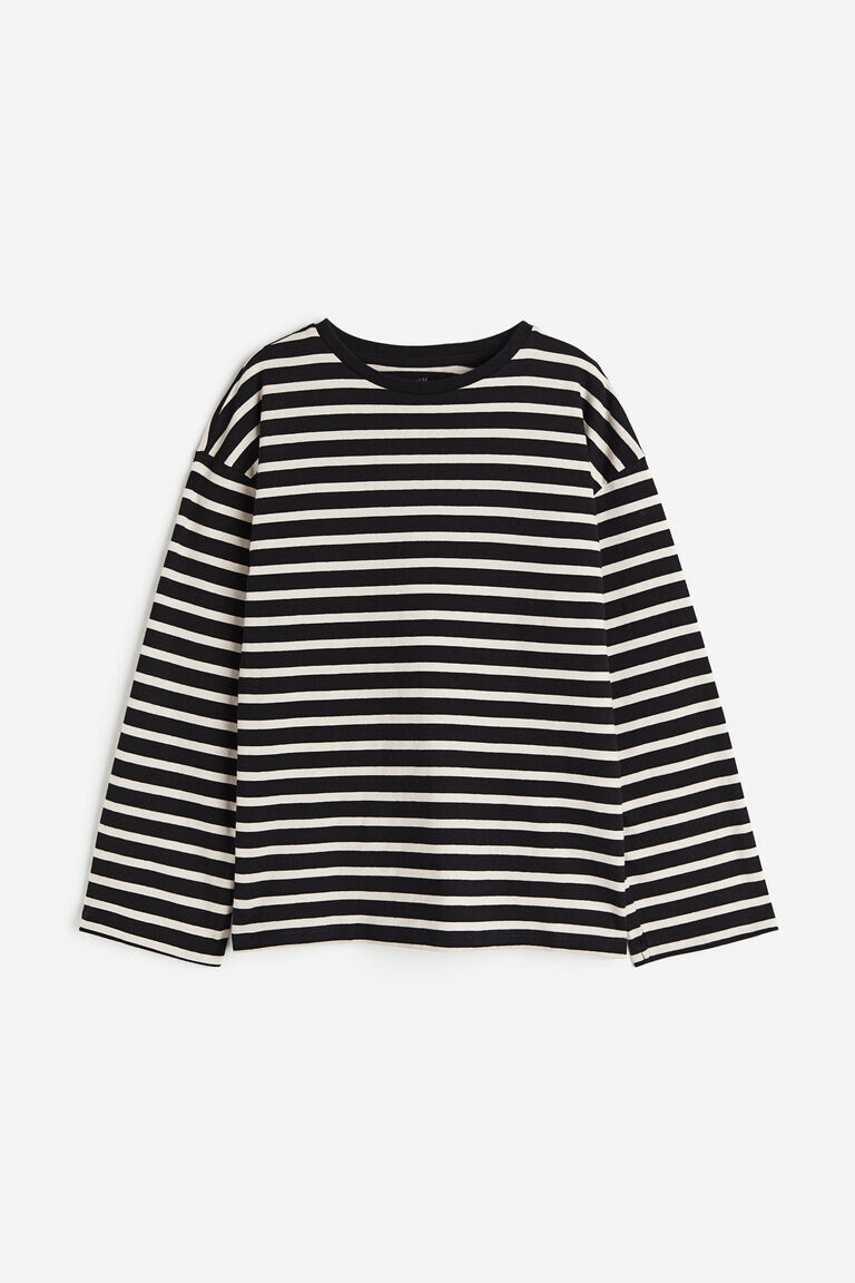 

Хлопковый топ с длинными рукавами H&M, черный