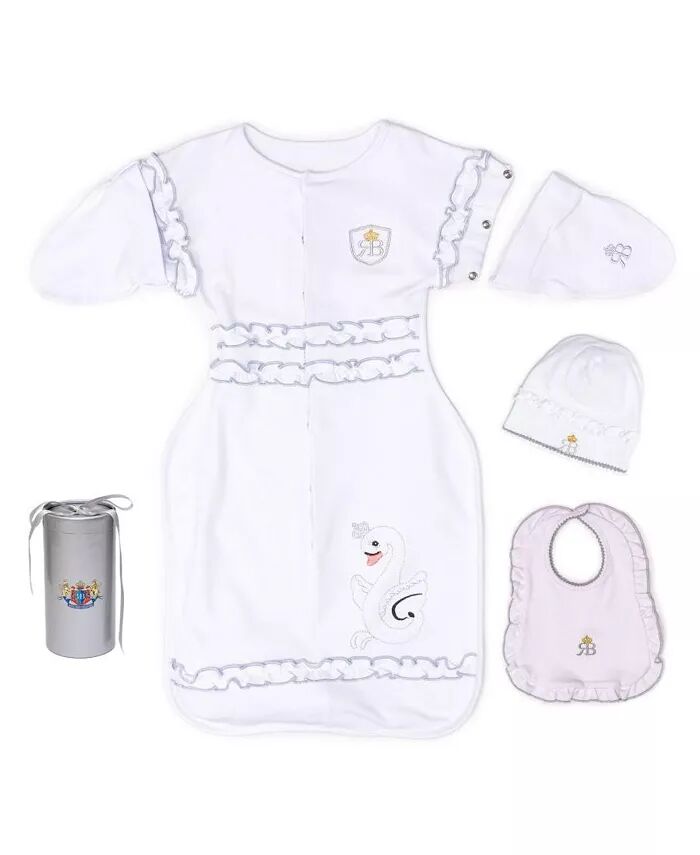 

Baby Royal Baby Snap and Dream Swaddle Transition, здоровый дизайн, шапочка и нагрудник в подарочной упаковке Royal Baby Collection, белый