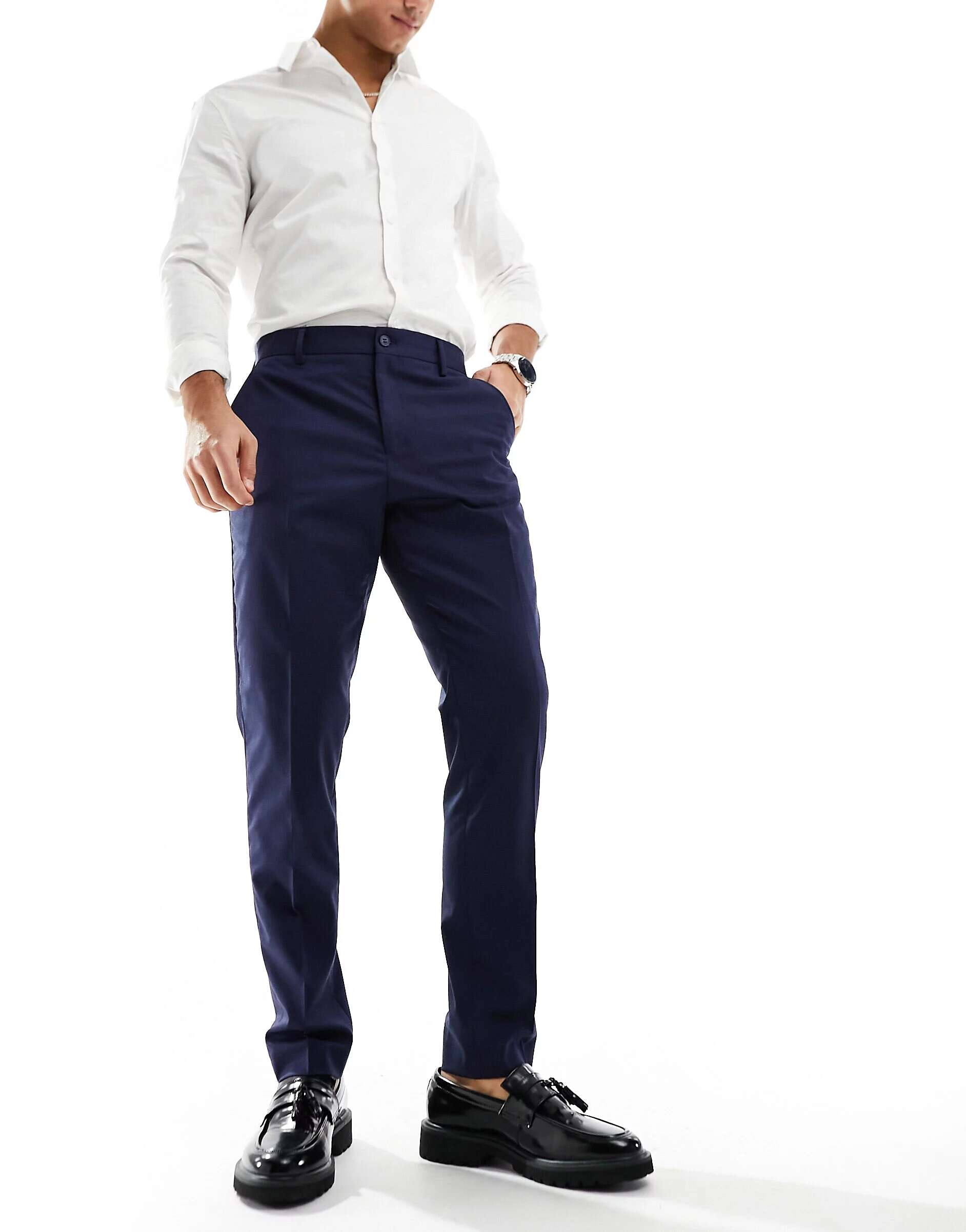 Темно-синие узкие элегантные брюки Selected Homme темно синие узкие джинсы selected homme