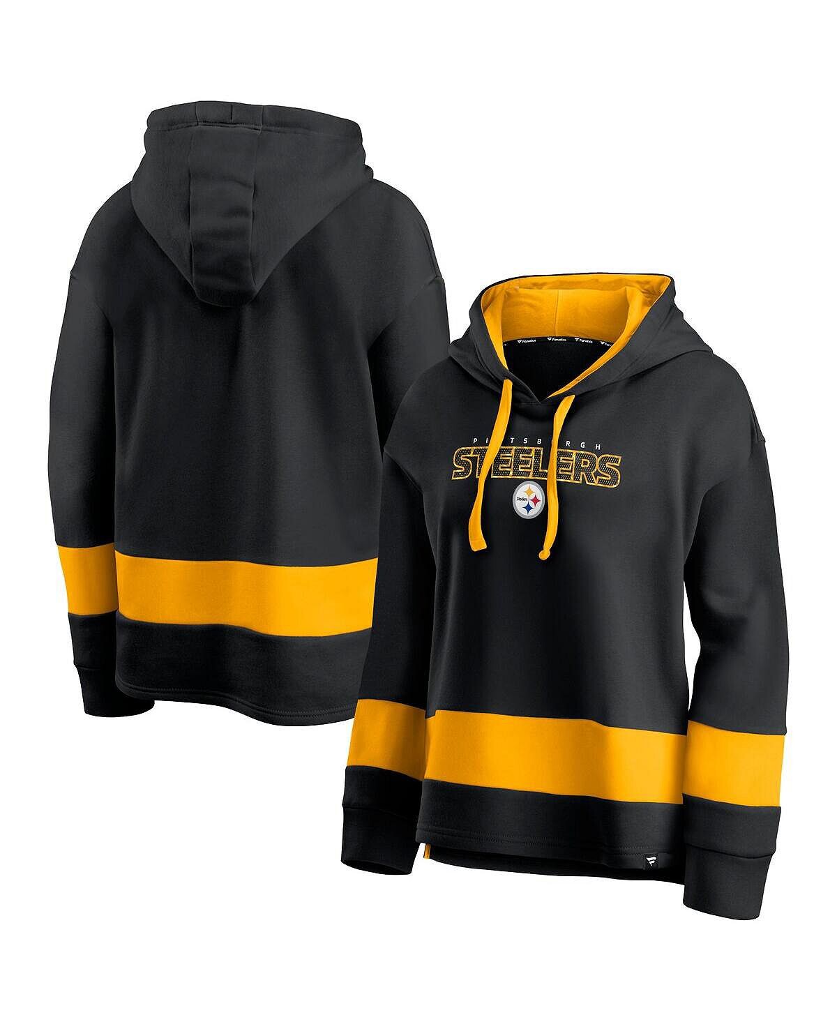 

Женский фирменный черно-золотой пуловер с капюшоном Pittsburgh Steelers Colors of Pride с цветными блоками Fanatics