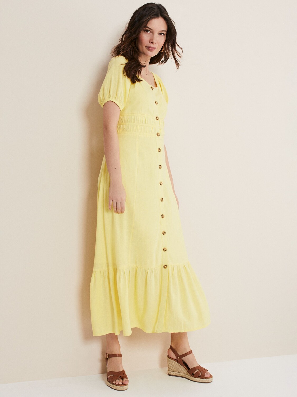 

Платье Phase Eight Maribella из смесового льна, лимонный, Желтый