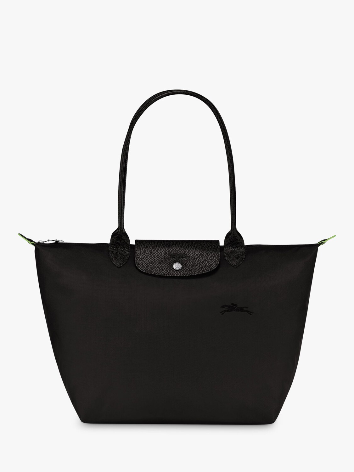

Longchamp Le Pliage Большая зеленая сумка через плечо из переработанной ткани, черная, Черный