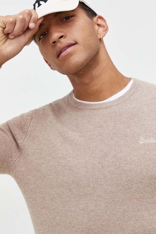 

Джемпер из смесовой шерсти Superdry, бежевый
