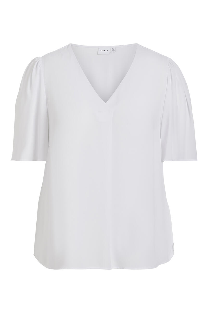 Атласная блузка с рукавами 3/4 Evoked by Vila, белый блузка с v образным вырезом короткими рукавами с принтом клубника 44 fr 50 rus бежевый