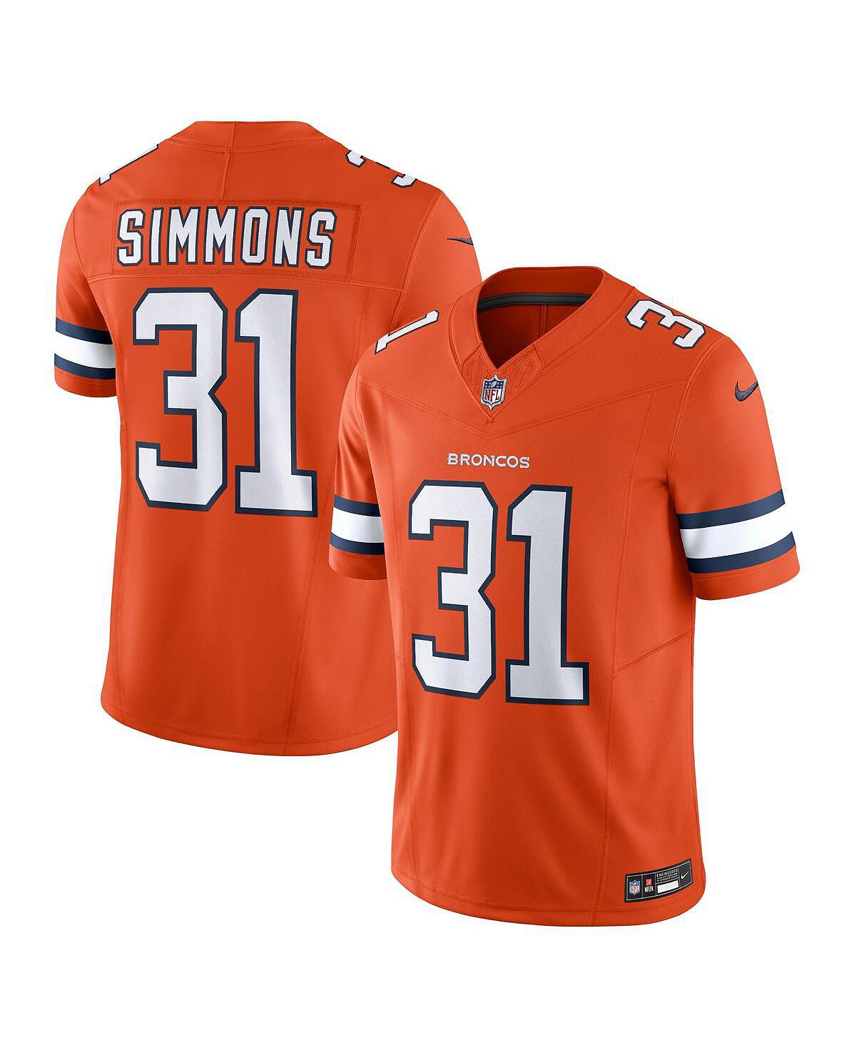 

Мужские кроссовки Justin Simmons Orange Denver Broncos Vapor F.U.S.E. Ограниченный Джерси Nike