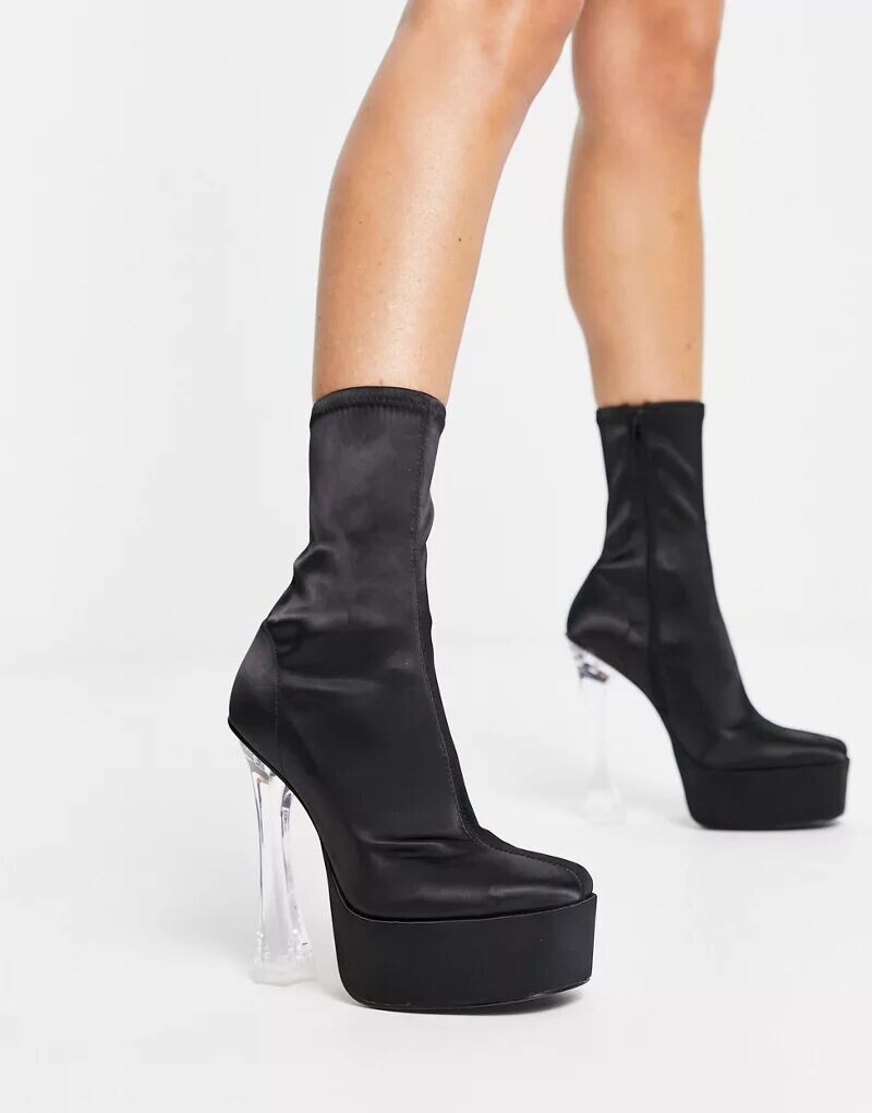 

Черные ботинки на прозрачном каблуке и подошве на платформе ASOS Evidence