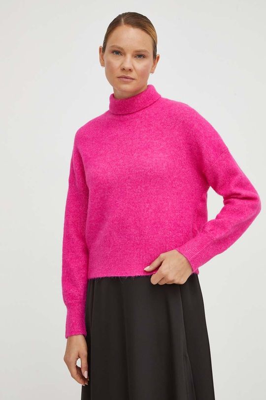 Шерстяной свитер Samsoe Samsoe, розовый цена и фото