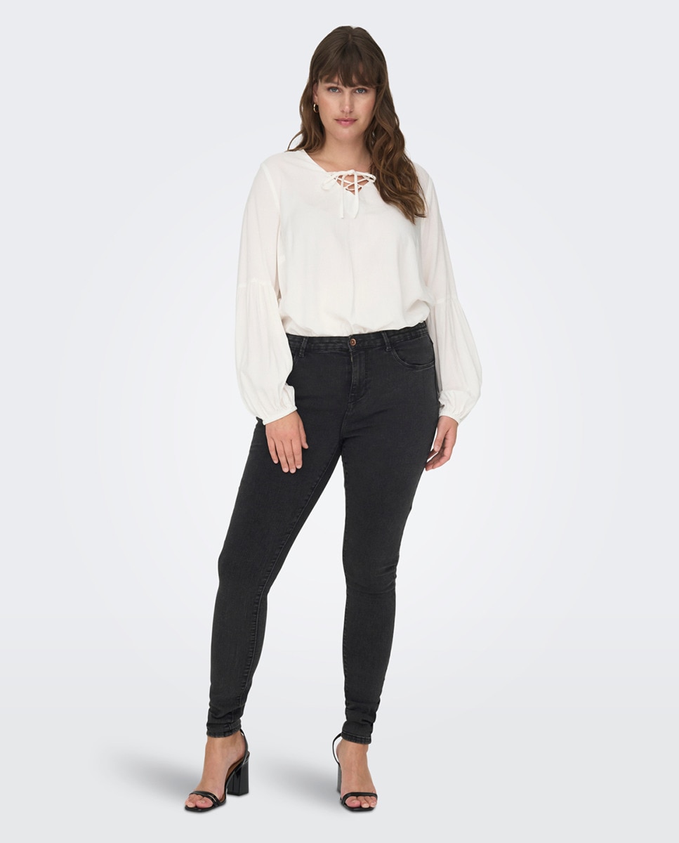 Узкие женские джинсы Only Carmakoma, темно-серый джинсы скинни со средней посадкой q s by s oliver черный