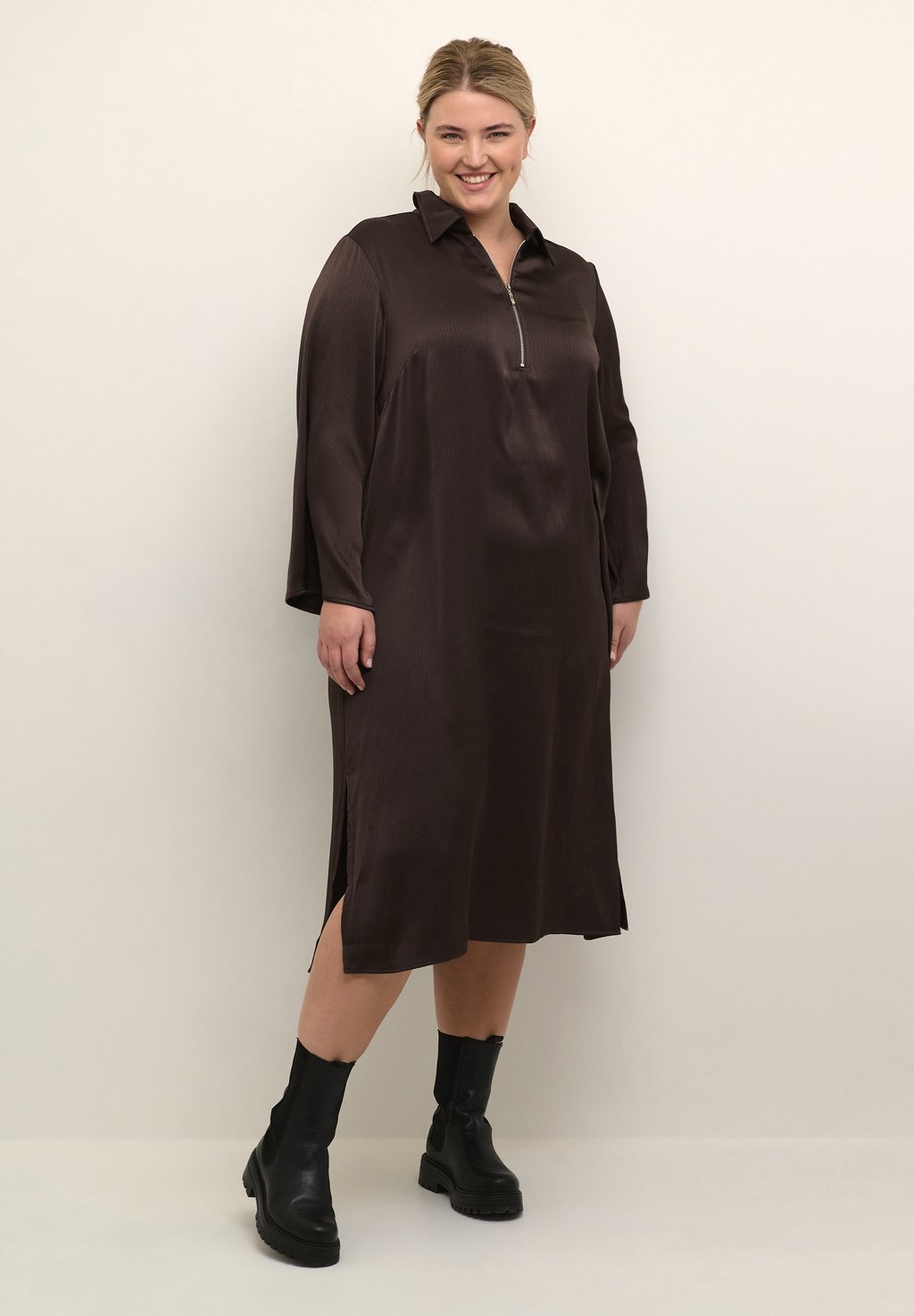 Платье-рубашка Kaffe Curve, коричневый платье рубашка natalia kaffe curve черный