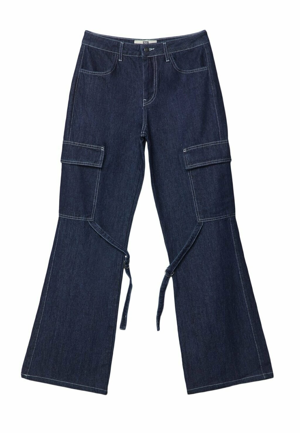 

Джинсы-клеш With Pockets And Straps Stradivarius, цвет dark blue