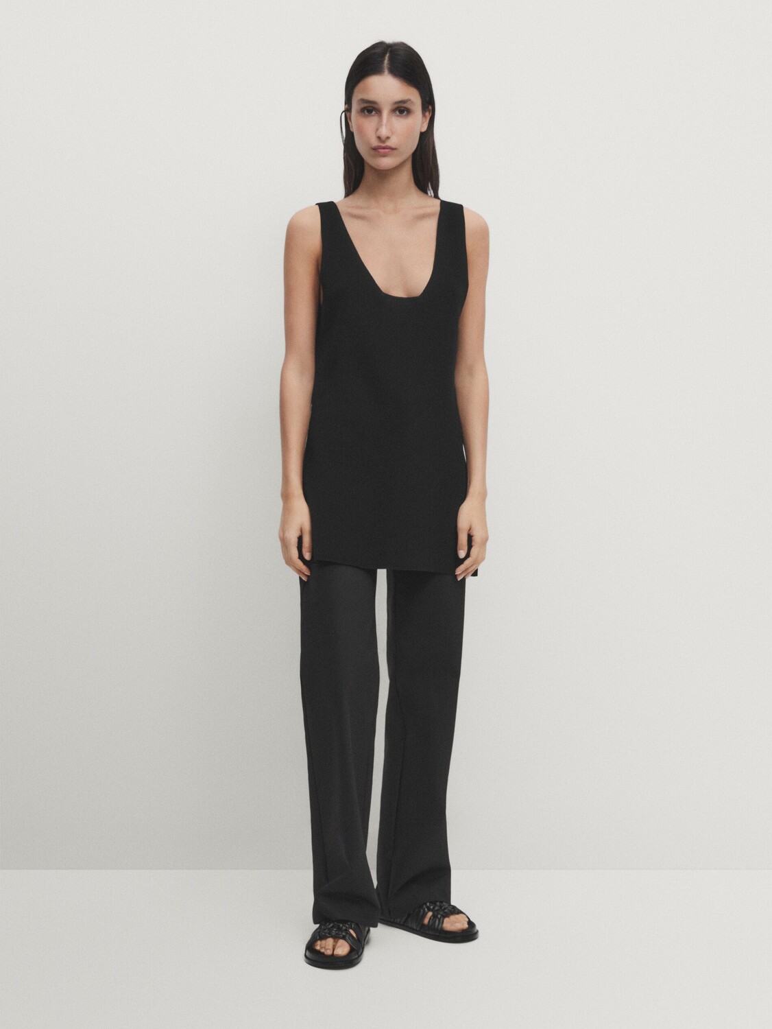 

Технические брюки прямого кроя Massimo Dutti, черный