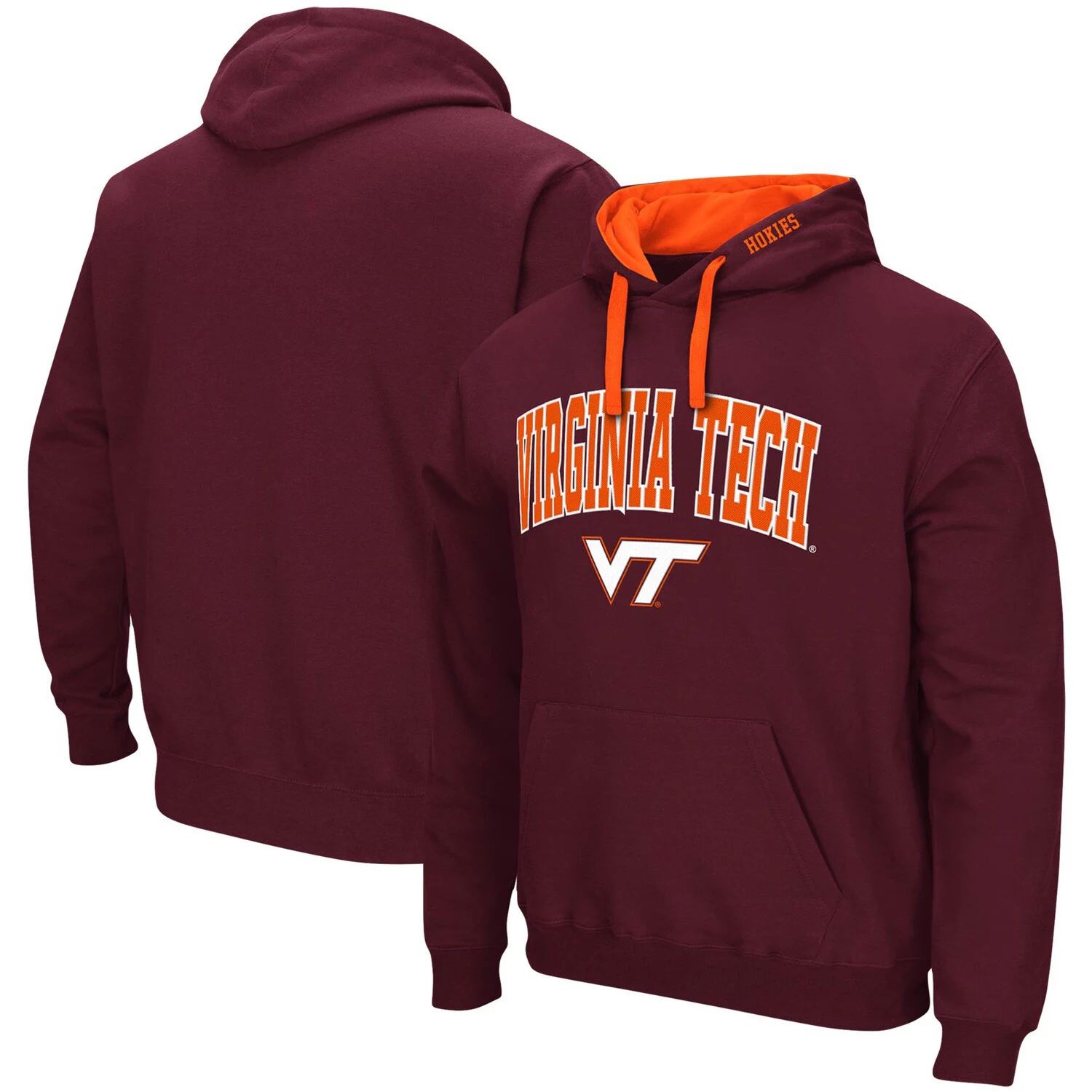 

Мужской бордовый пуловер с капюшоном Virginia Tech Hokies Big & Tall Arch & Logo 2.0 Colosseum, Красный