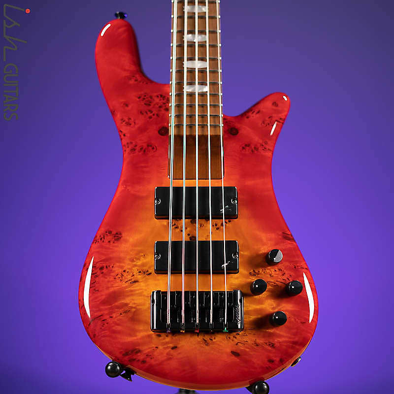 Басс гитара Spector Eurobolt 5 Inferno Red Gloss Poplar Burl Bass Guitar цена и фото