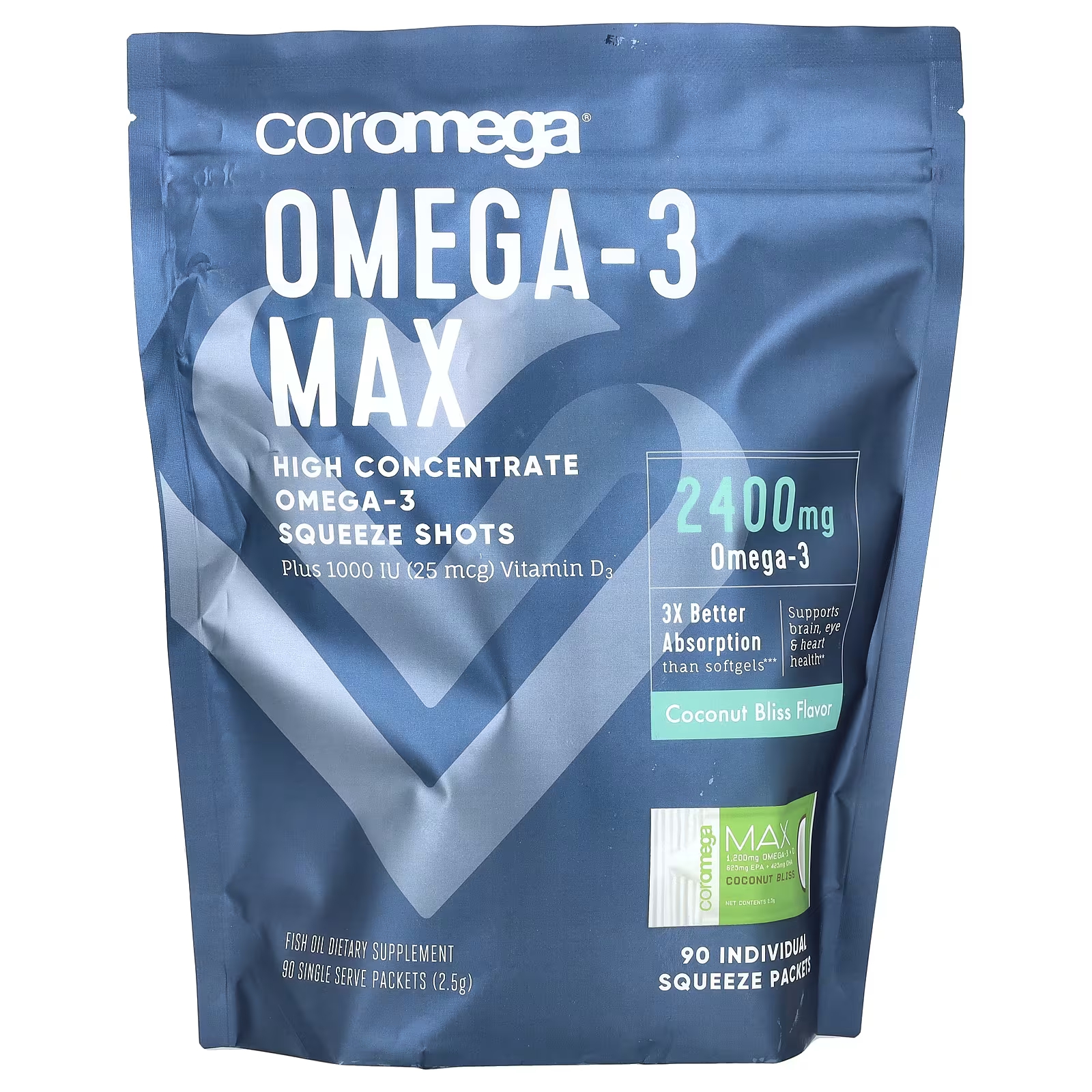 Биологически активная добавка Coromega Max High Concentrate Omega-3 Fish Oil Coconut Bliss биологически активная добавка solgar omega 3 fish oil concentrate 60 шт