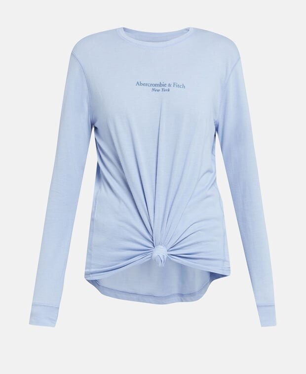 

Топ с длинными рукавами Abercrombie, светло-синий
