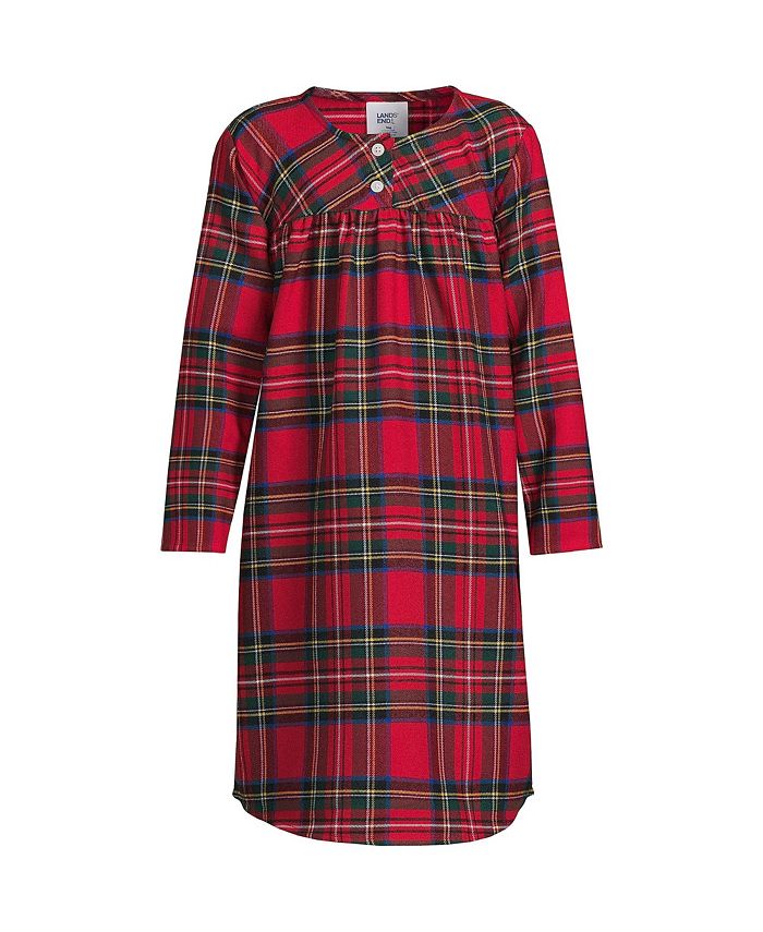 Фланелевая ночная рубашка для девочек Lands' End, красный уютная толстовка с капюшоном и длинными рукавами для девочек lands end серый