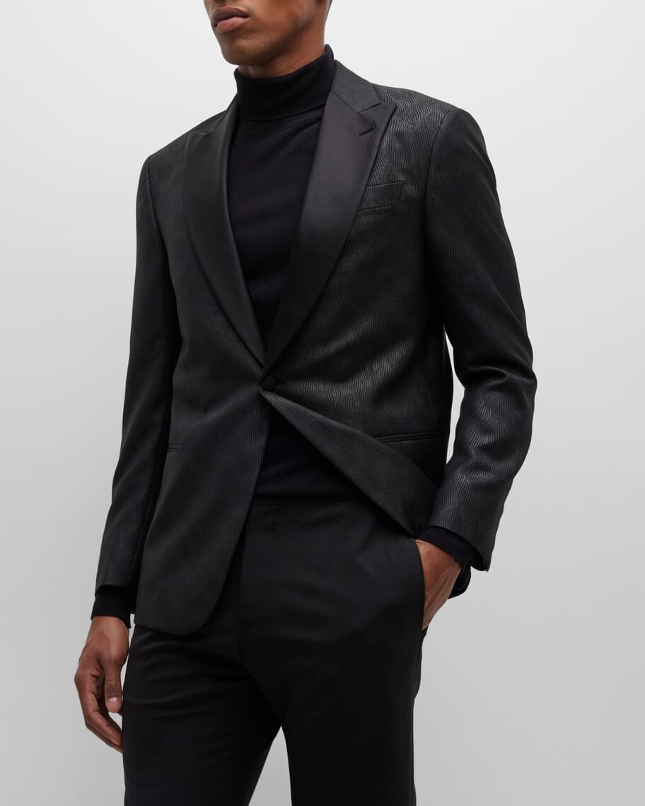 

Мужская волнистая жаккардовая вечерняя куртка Giorgio Armani, Черный