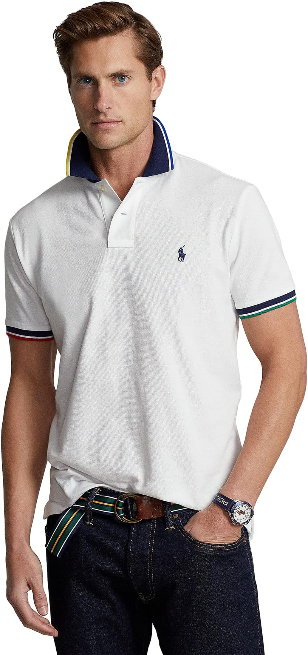 

Рубашка-поло Classic Fit Mesh Polo Shirt Polo Ralph Lauren, цвет White Multi