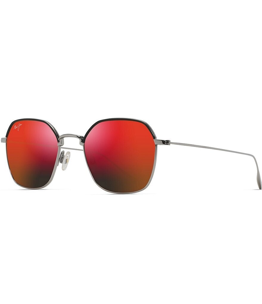 

Солнцезащитные очки унисекс Maui Jim с квадратными линзами Moon Doggy, 52 мм, с зеркальными линзами, серый