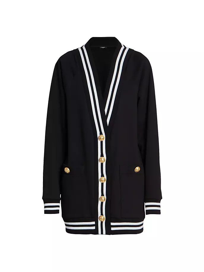 

Хлопковый кардиган из джерси Signature Balmain, черный