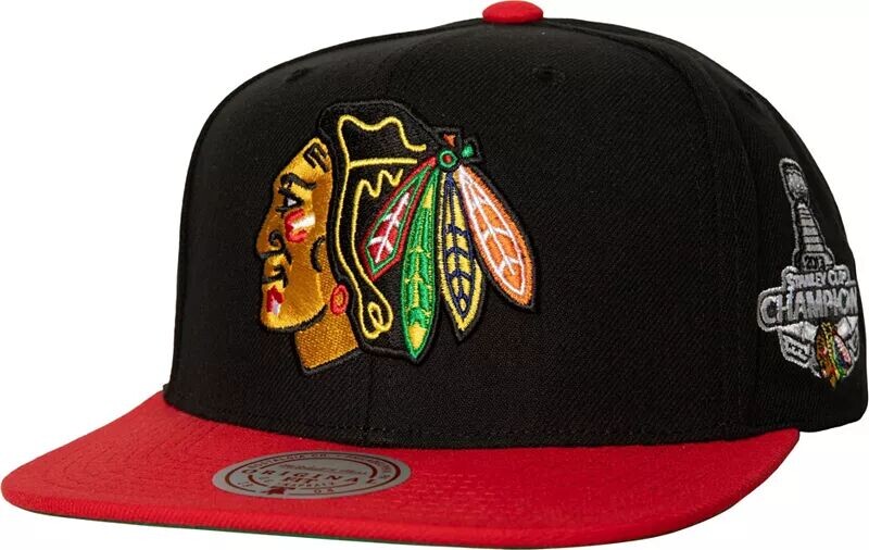 

Регулируемая кепка Mitchell & Ness Chicago Blackhawks с двухцветной нашивкой Snapback
