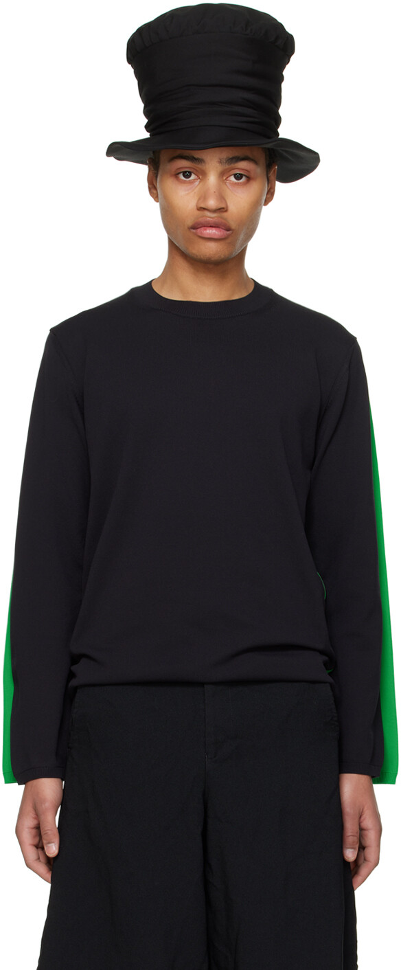 

Черно-зеленая многослойная футболка с длинным рукавом Comme Des Garcons, цвет Black/Green